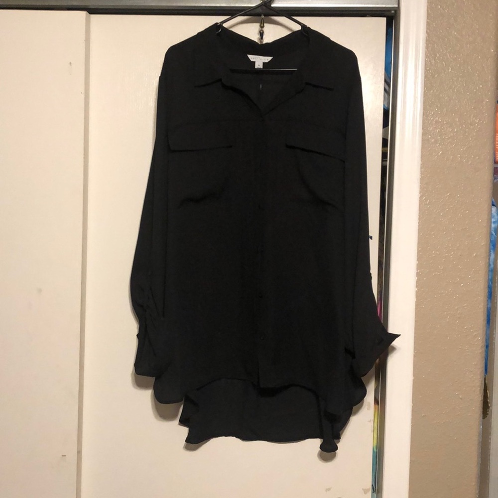 Plus Size Button Down Black Blouse